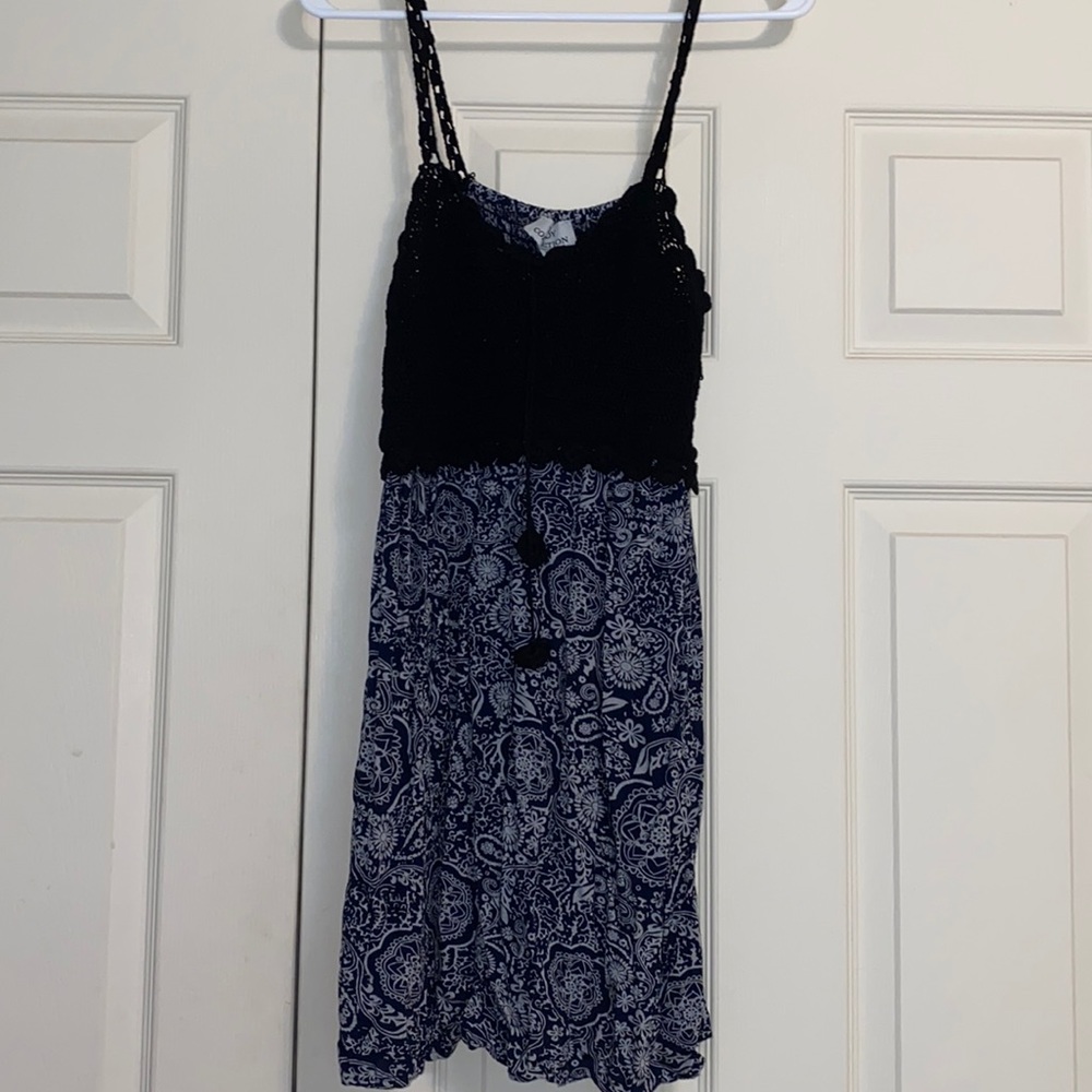 Black and Blue Sundress with Crocheted Top